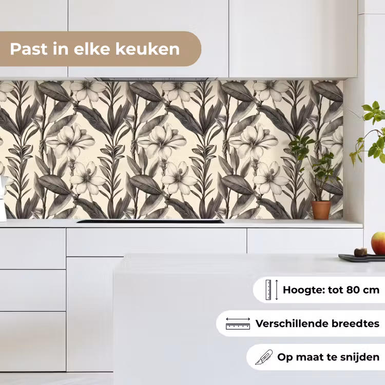 Keuken achterwand - Klassiek - Botanisch - Zwart - Beige — 7