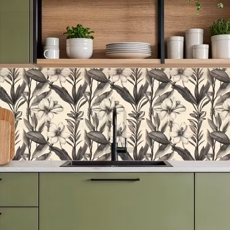 Keuken achterwand - Klassiek - Botanisch - Zwart - Beige — 8