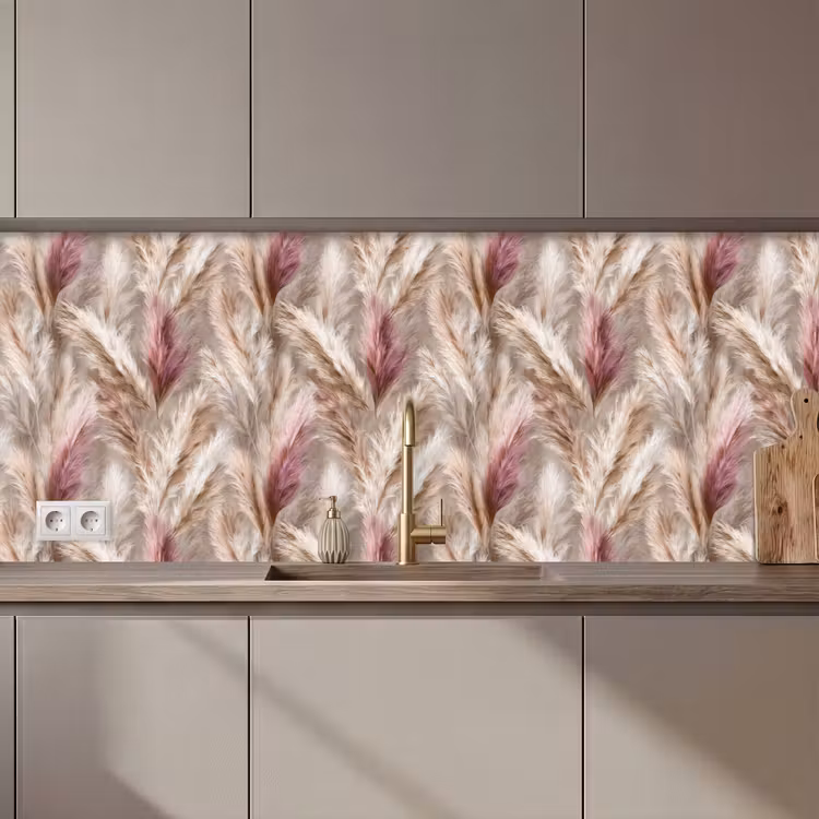Keuken achterwand - Pampasgras - Pluizig - Kleurrijk — 1