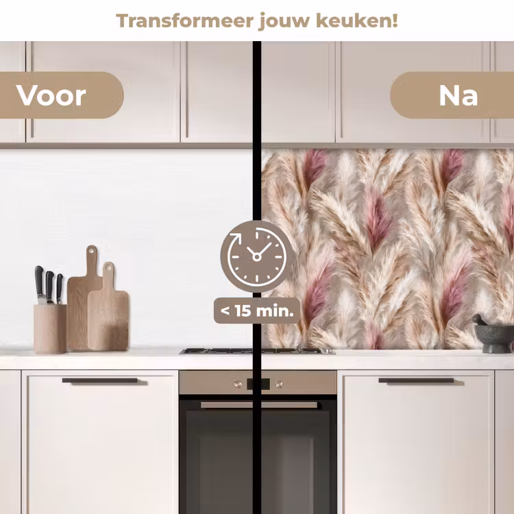 Keuken achterwand - Pampasgras - Pluizig - Kleurrijk — 3