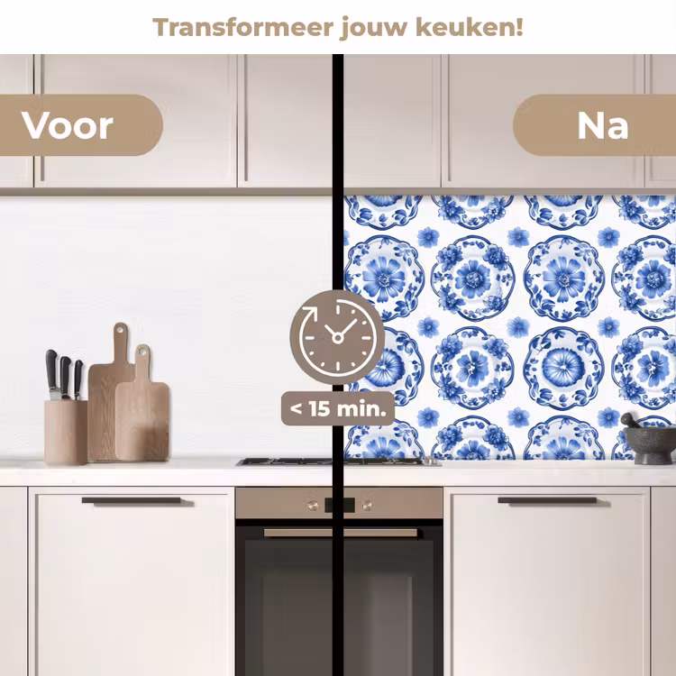 Keuken achterwand - Sierborden - Bloemen - Blauw — 3