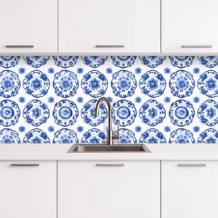 Keuken achterwand - Sierborden - Bloemen - Blauw — 4