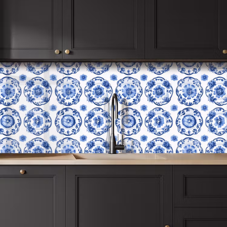 Keuken achterwand - Sierborden - Bloemen - Blauw — 6