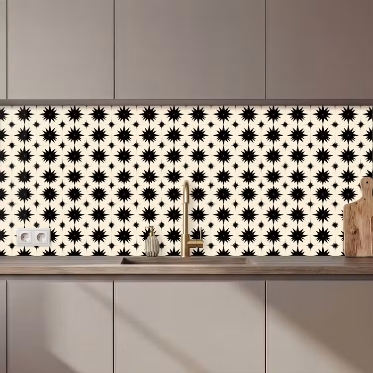 Keuken achterwand - Stervormen - Geometrisch - Zwart — 1