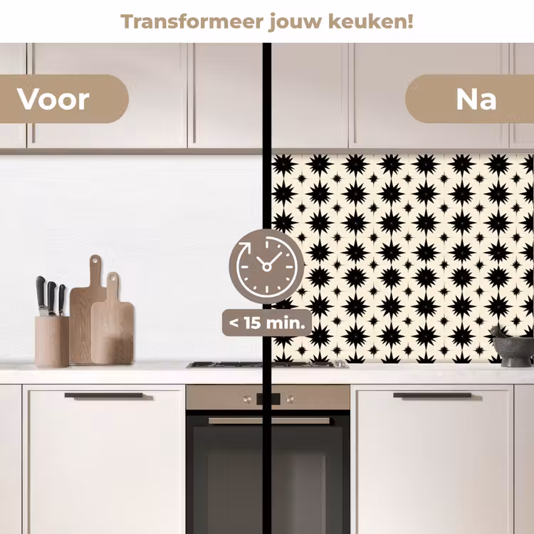 Keuken achterwand - Stervormen - Geometrisch - Zwart — 3