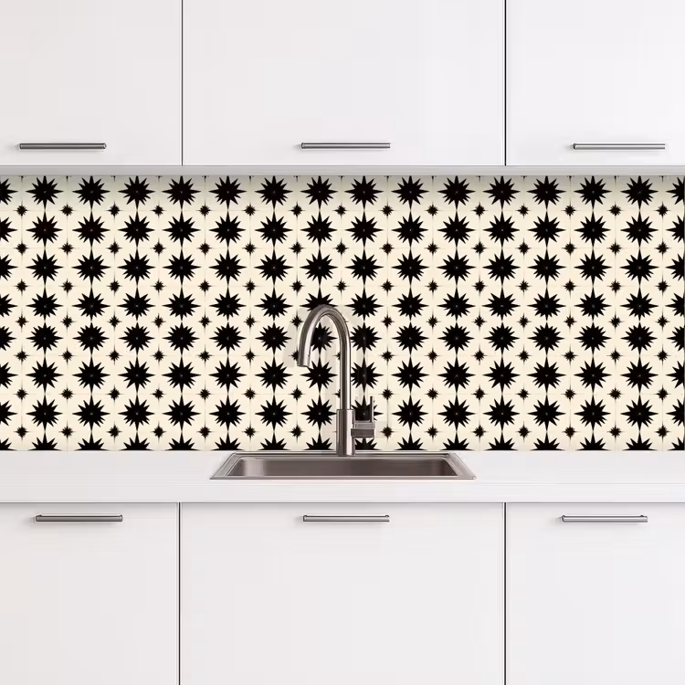 Keuken achterwand - Stervormen - Geometrisch - Zwart — 4