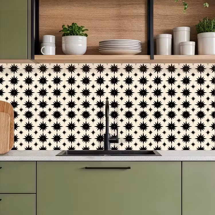 Keuken achterwand - Stervormen - Geometrisch - Zwart — 8