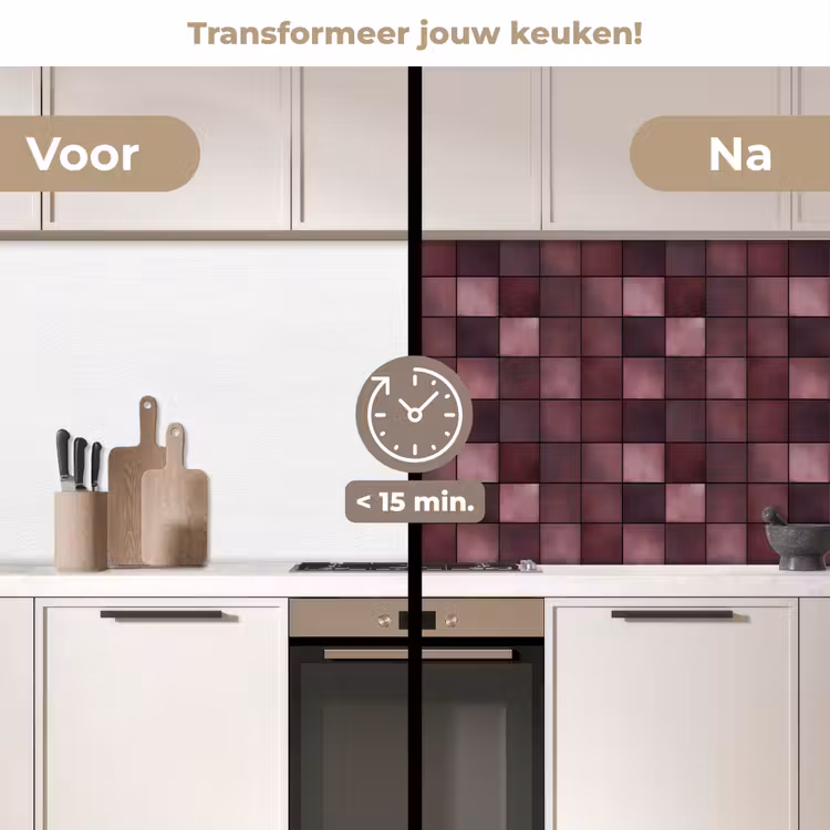 Keuken achterwand - Vierkant - Tegel - Patroon - Paars — 3