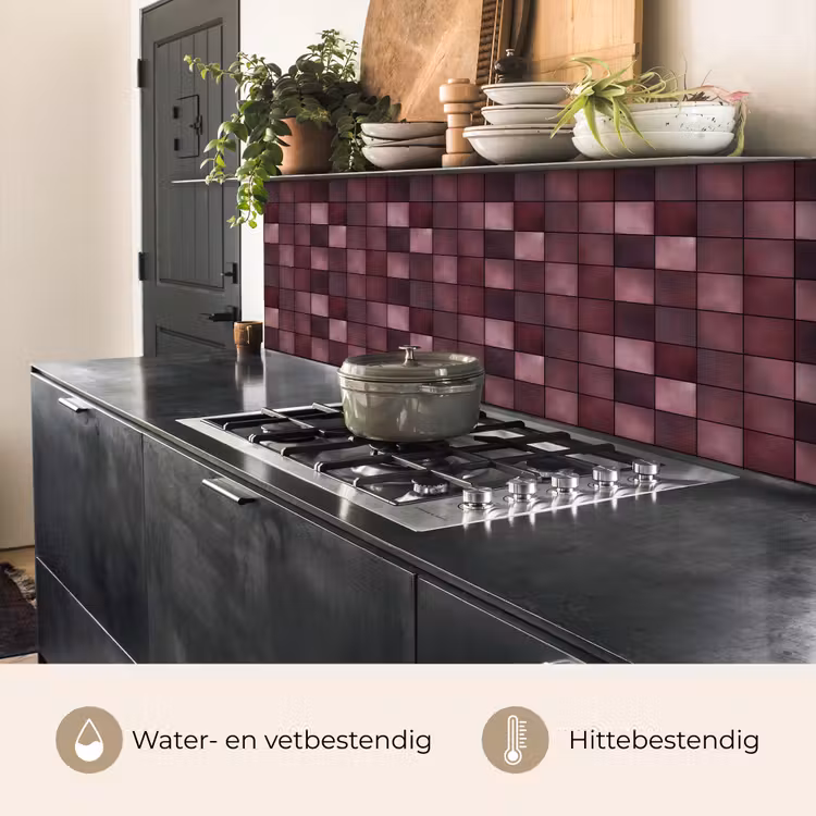 Keuken achterwand - Vierkant - Tegel - Patroon - Paars — 5