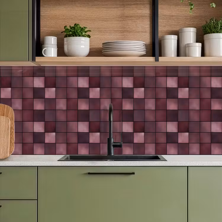 Keuken achterwand - Vierkant - Tegel - Patroon - Paars — 8