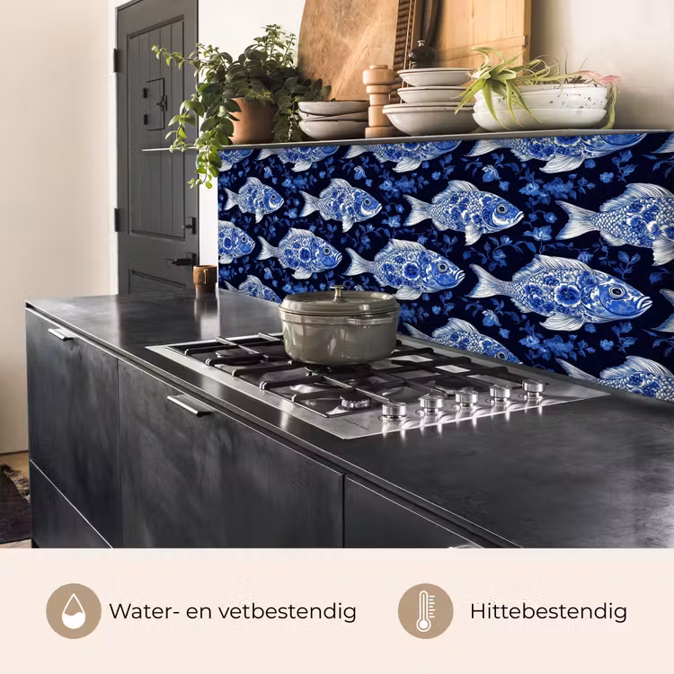 Keuken achterwand - Vissen - Bloemen - Blauw — 5