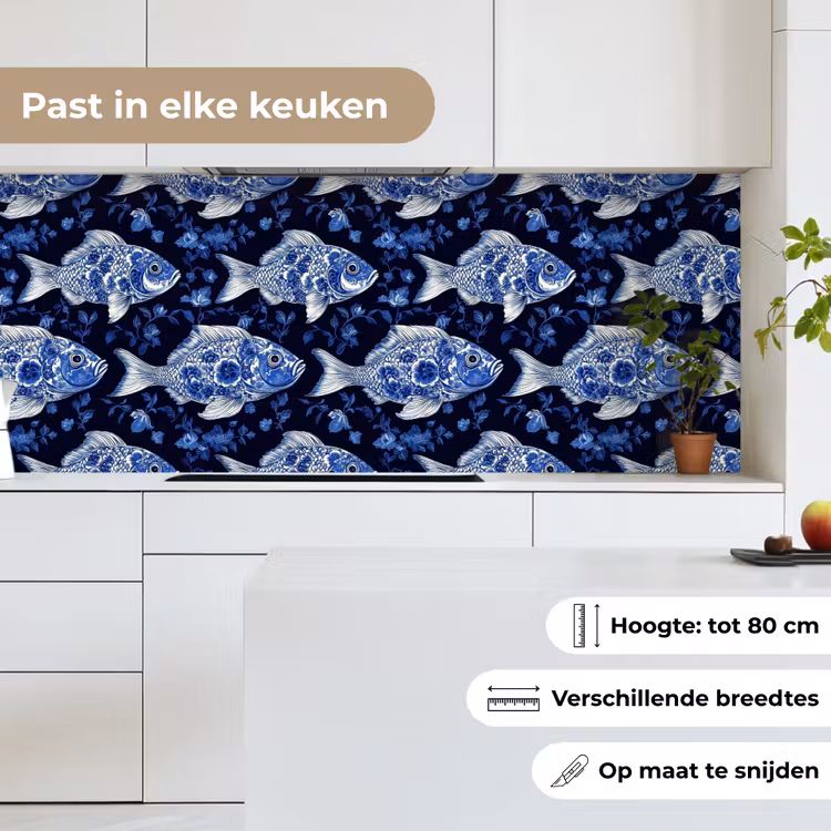 Keuken achterwand - Vissen - Bloemen - Blauw — 7