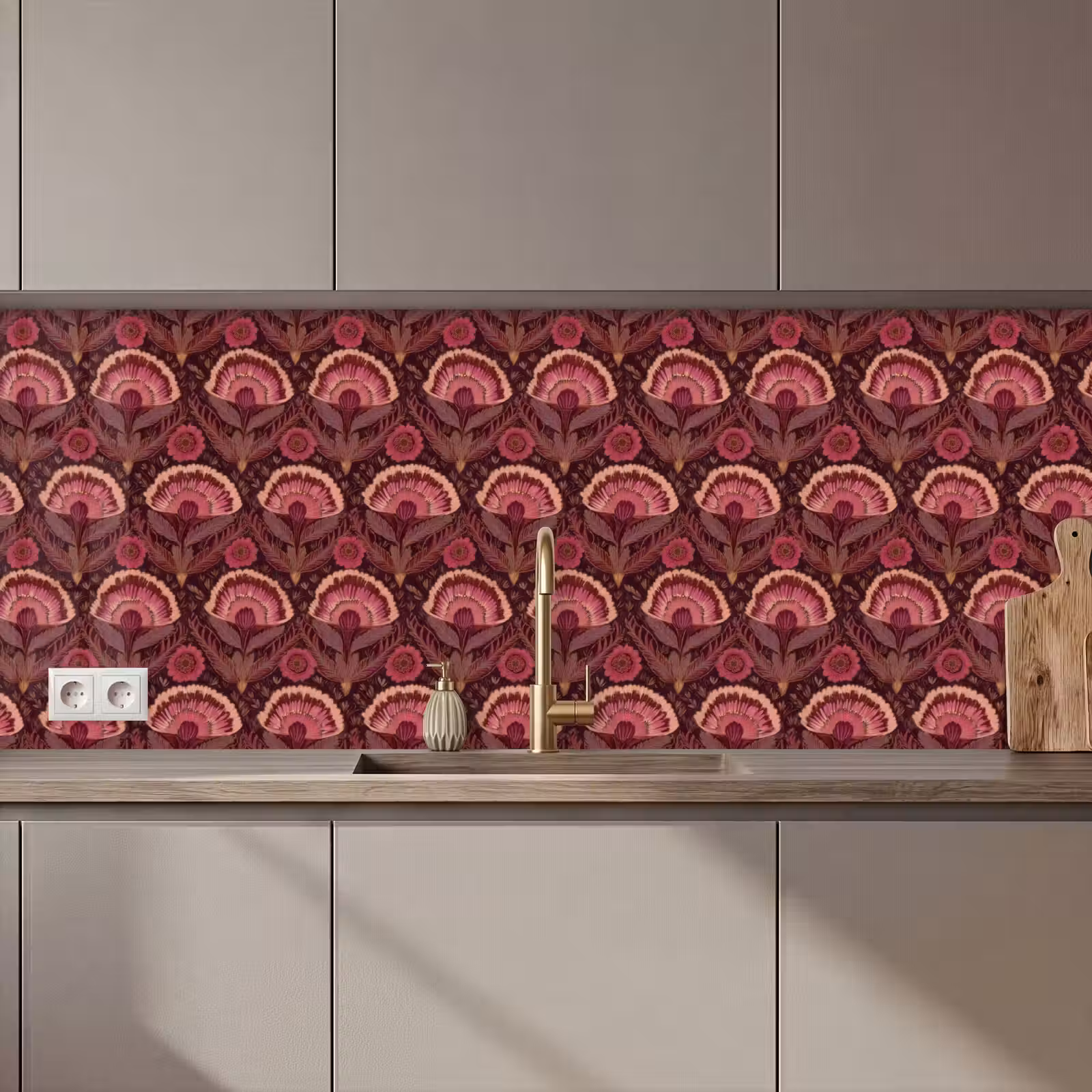 Keuken achterwand - Antiek - Bloemen - Kleurrijk — 1