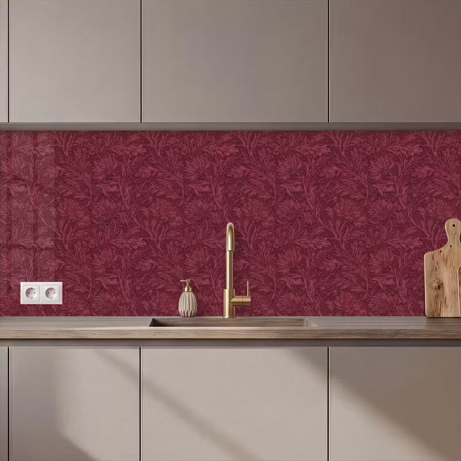 Keuken achterwand - Bladeren - Patroon - Paars — 1