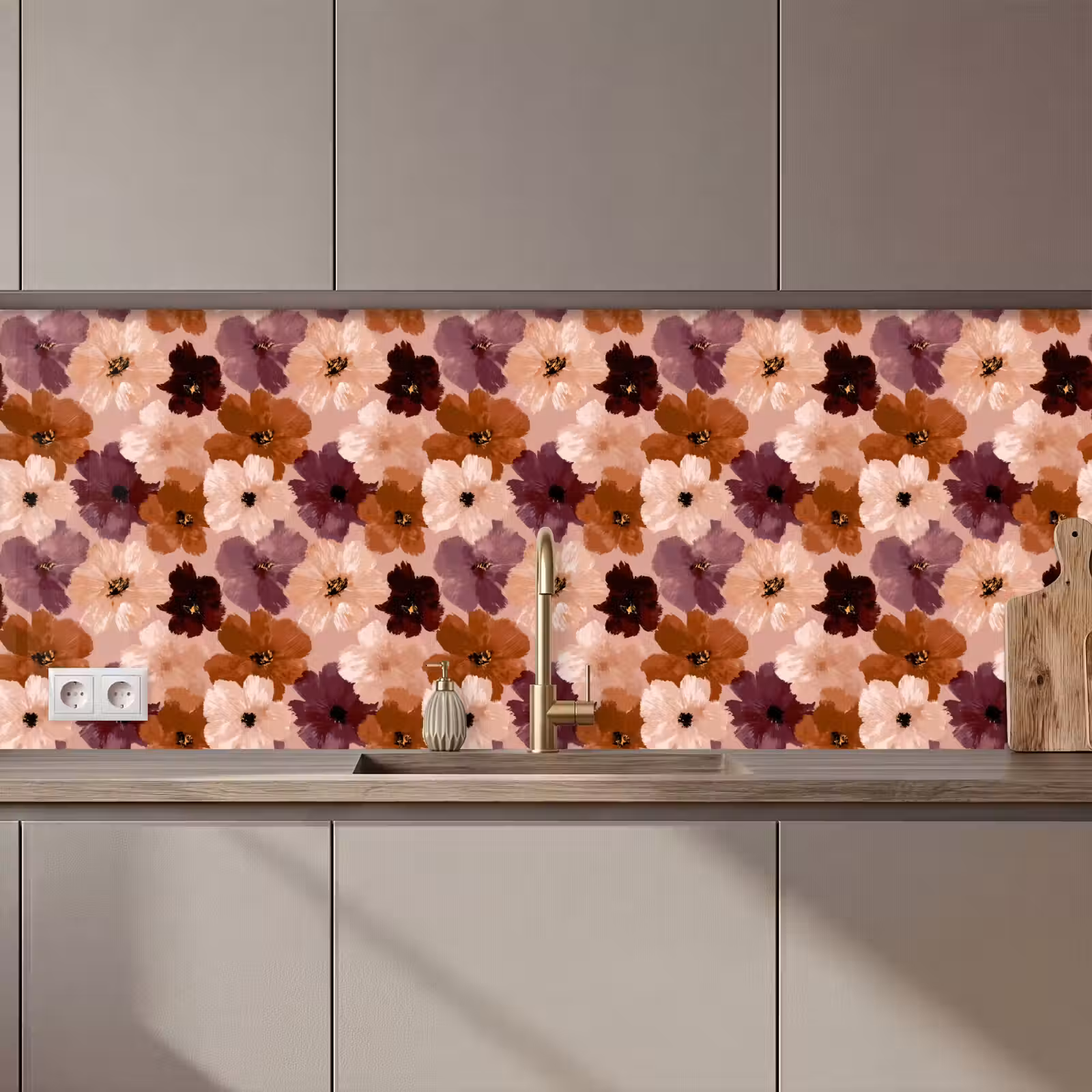 Keuken achterwand - Bloemen - Abstract - Aardetinten — 1