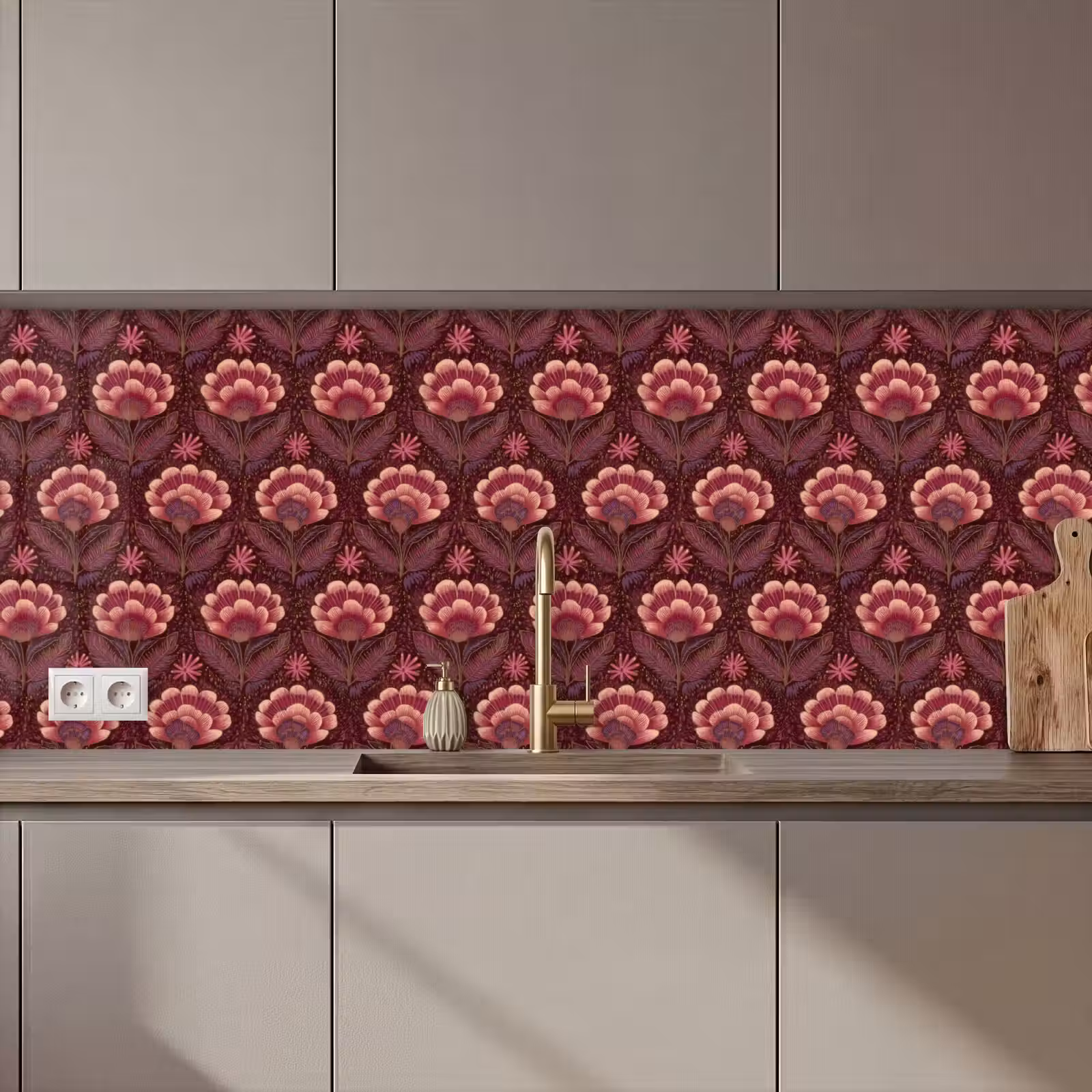 Keuken achterwand - Bloemen - Waaier - Paars — 1