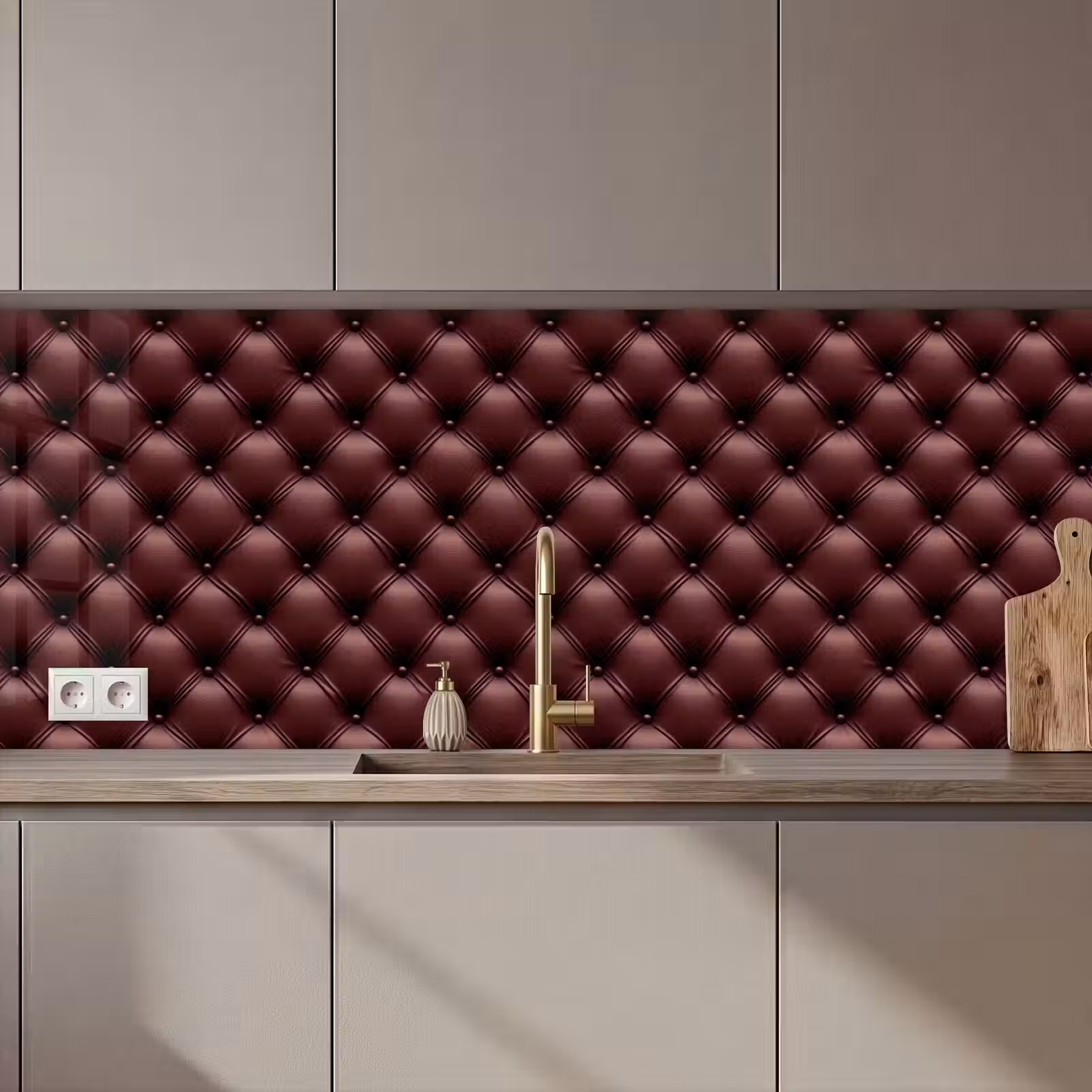 Keuken achterwand - Leer - Patroon - Bordeaux — 1
