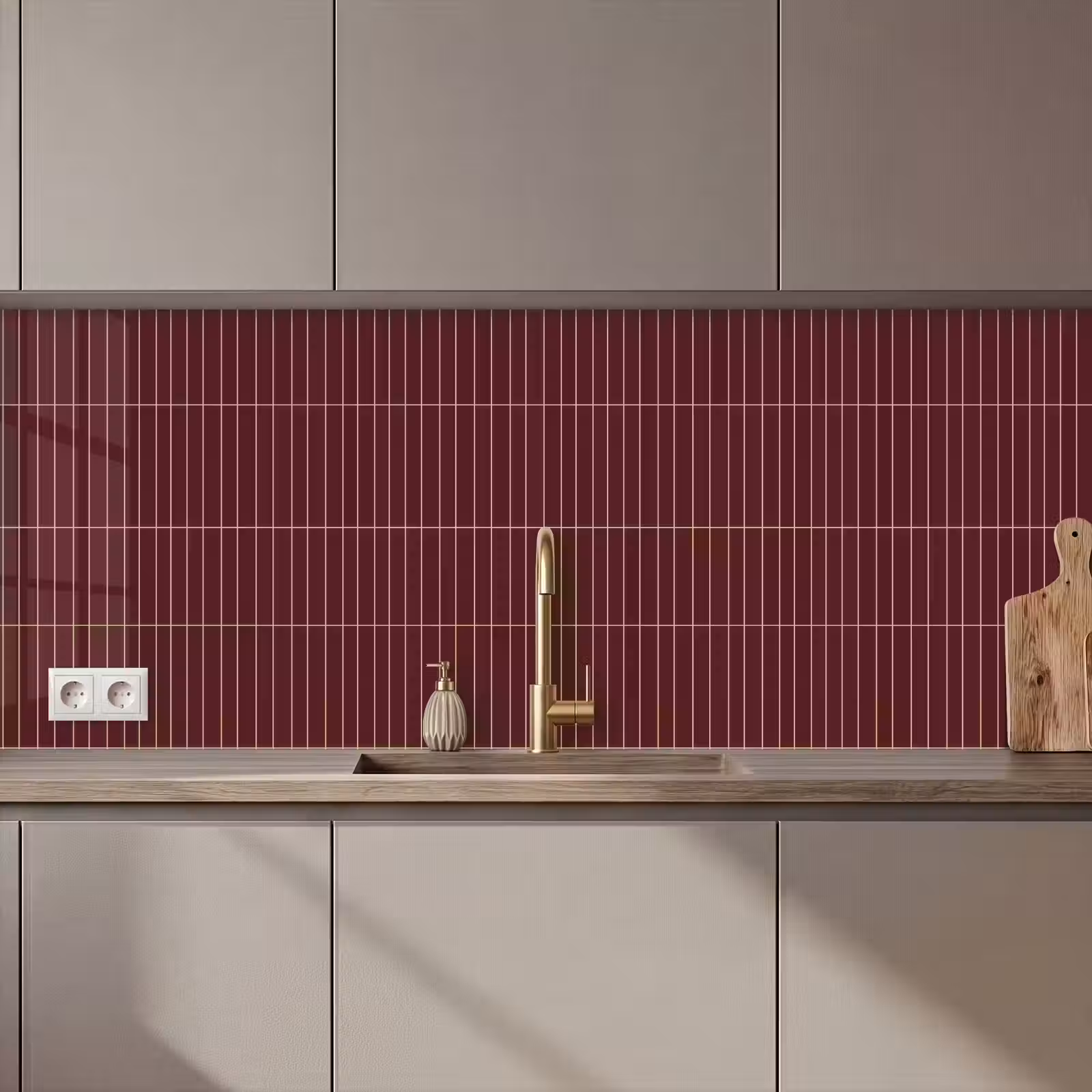 Keuken achterwand - Lijnen - Patroon - Bordeaux — 1