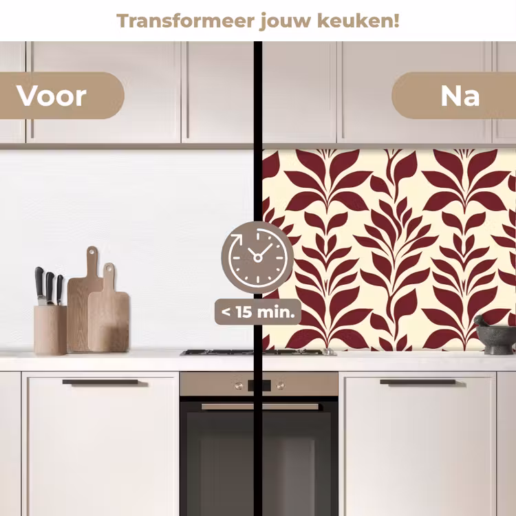 Keuken achterwand - Abstract - Bladeren - Burgundy — 3