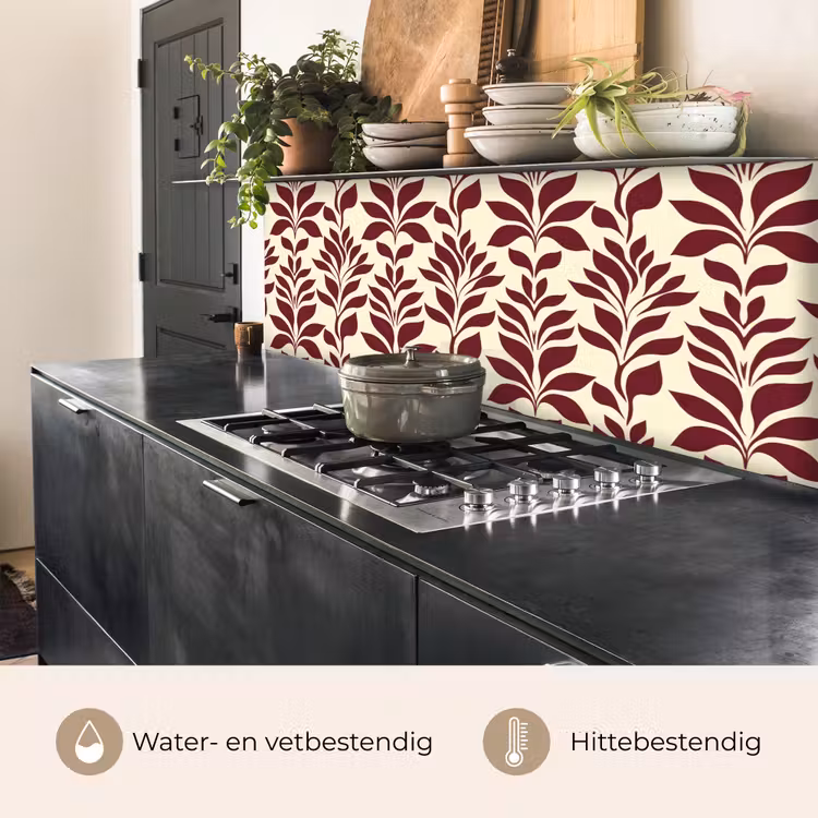 Keuken achterwand - Abstract - Bladeren - Burgundy — 5