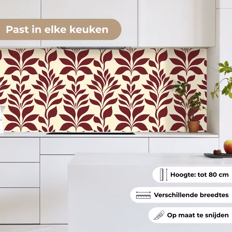 Keuken achterwand - Abstract - Bladeren - Burgundy — 7