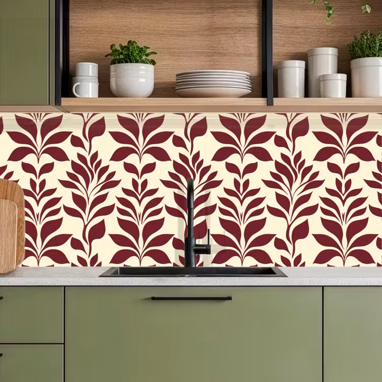 Keuken achterwand - Abstract - Bladeren - Burgundy — 8