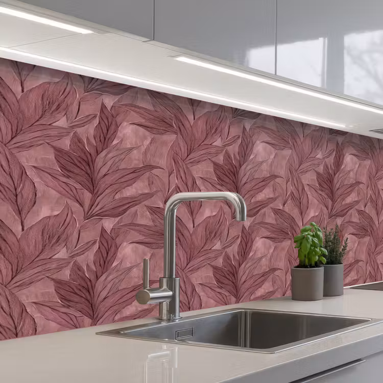 Keuken achterwand - Bladeren - Patroon - Paars — 2