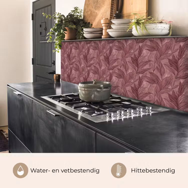 Keuken achterwand - Bladeren - Patroon - Paars — 5