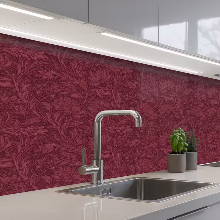 Keuken achterwand - Bladeren - Patroon - Paars — 2
