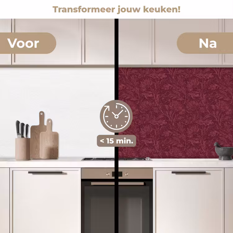 Keuken achterwand - Bladeren - Patroon - Paars — 3