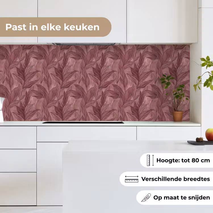 Keuken achterwand - Bladeren - Patroon - Paars — 7