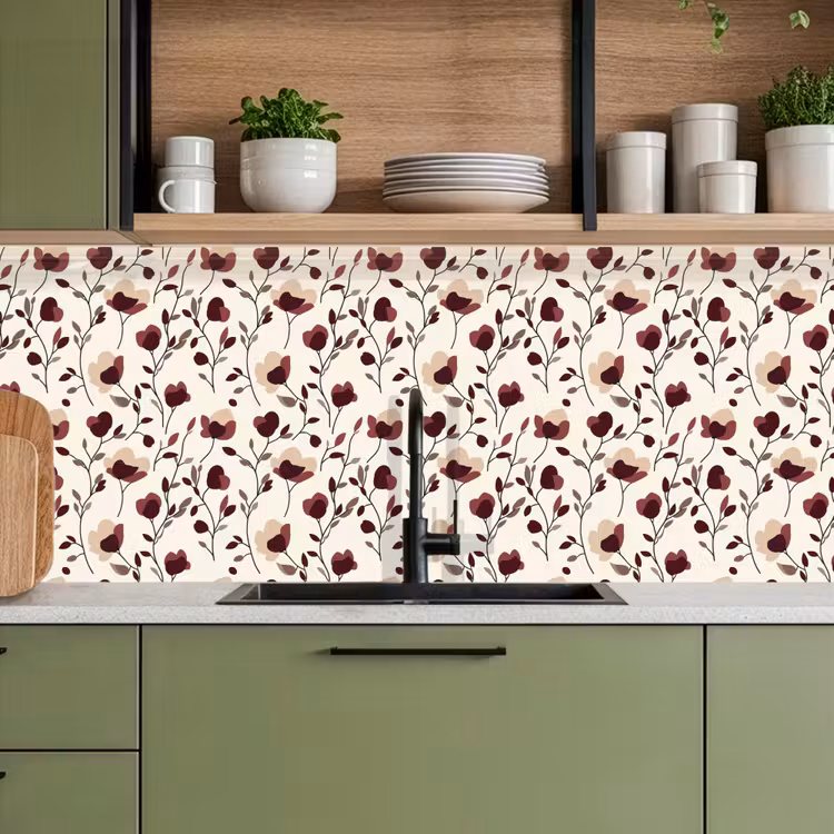 Keuken achterwand - Bloemen - Botanisch - Bordeaux — 8