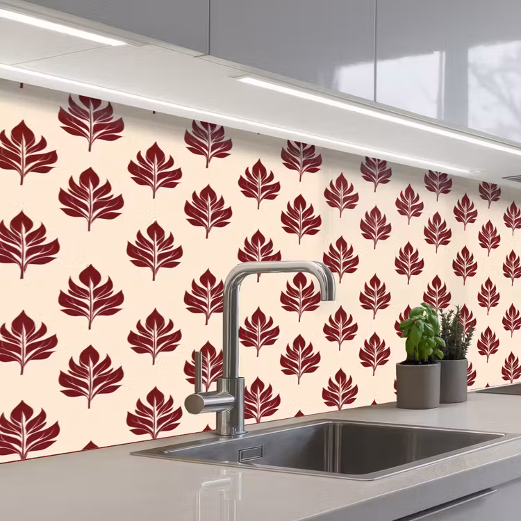 Keuken achterwand - Botanisch - Patroon - Bordeaux — 2