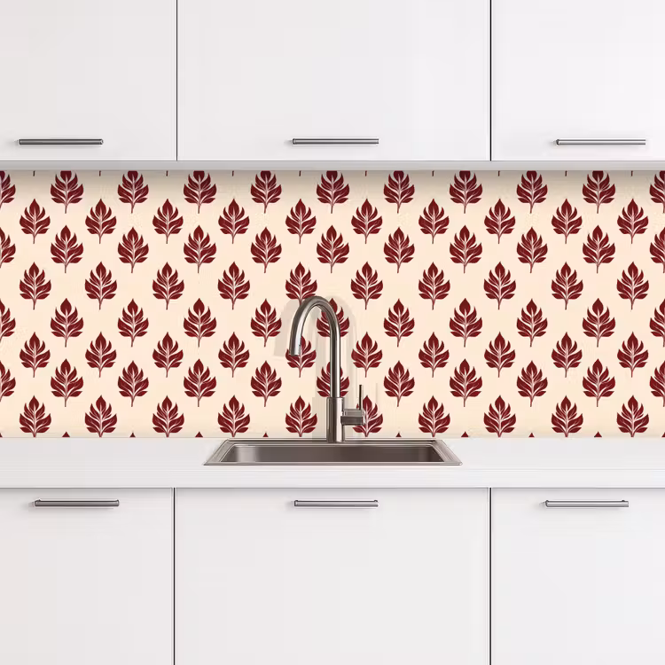 Keuken achterwand - Botanisch - Patroon - Bordeaux — 4