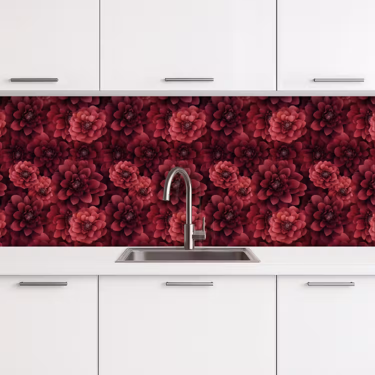 Keuken achterwand - Dahlias - Bloemen - Rood — 4