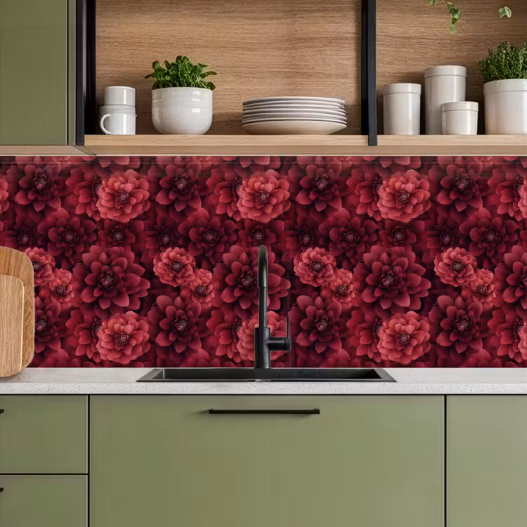 Keuken achterwand - Dahlias - Bloemen - Rood — 8