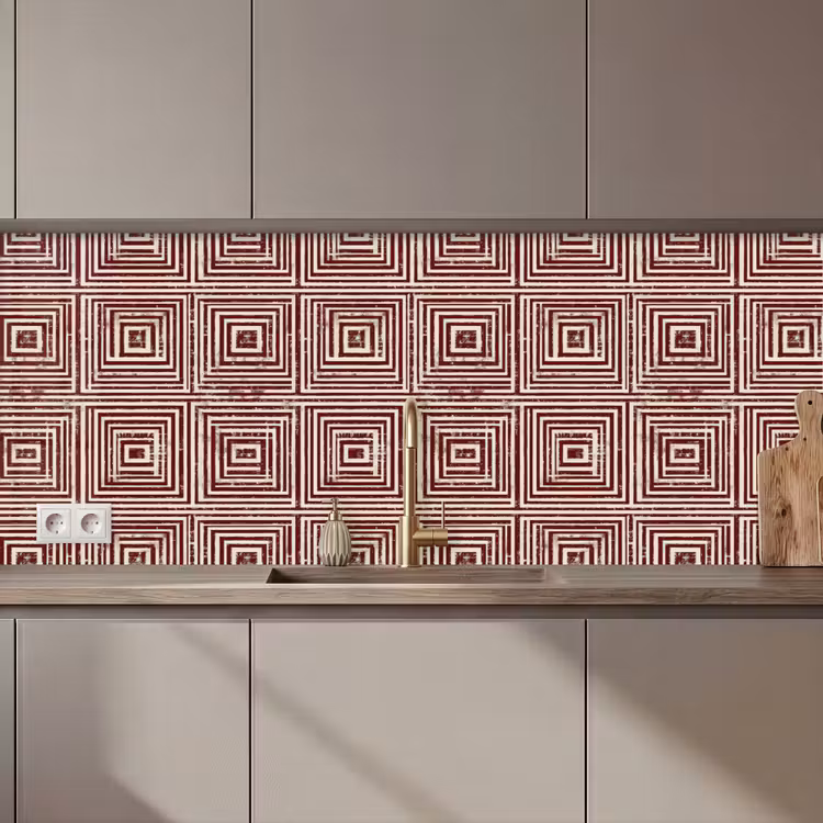 Keuken achterwand - Geometrisch - Patroon - Rood — 1