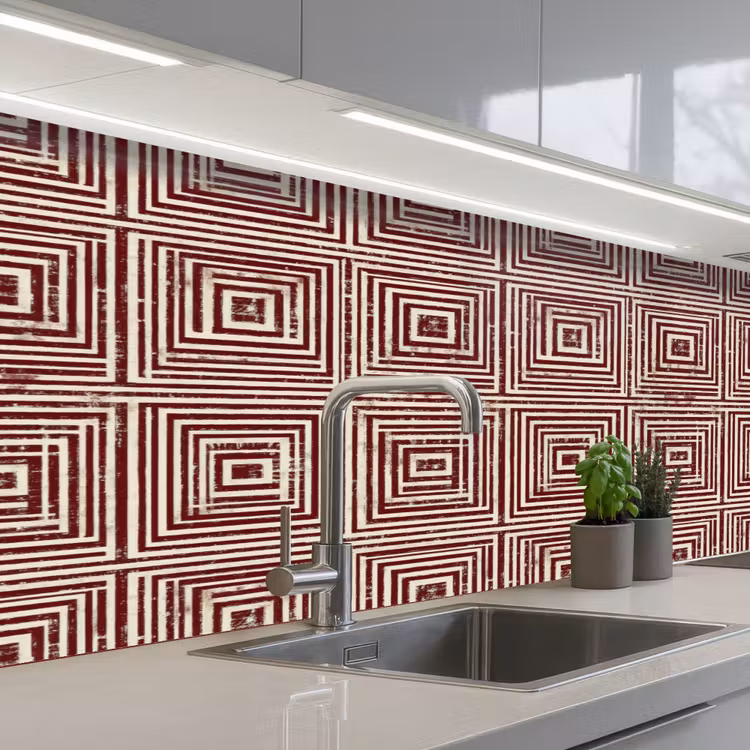 Keuken achterwand - Geometrisch - Patroon - Rood — 2