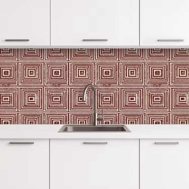 Keuken achterwand - Geometrisch - Patroon - Rood — 4