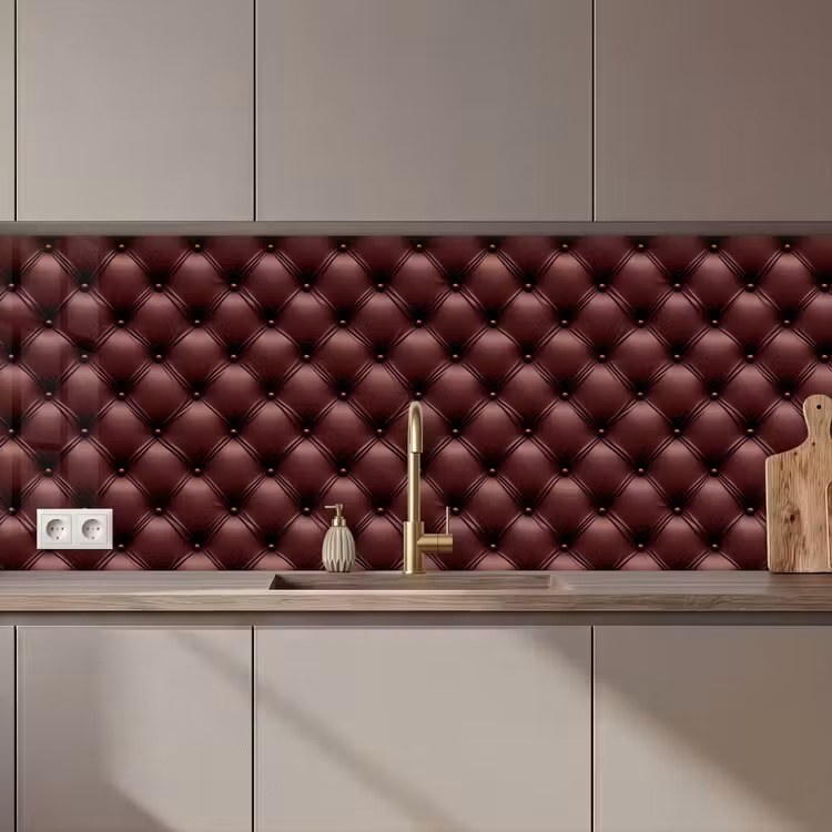 Keuken achterwand - Leer - Patroon - Bordeaux — 1