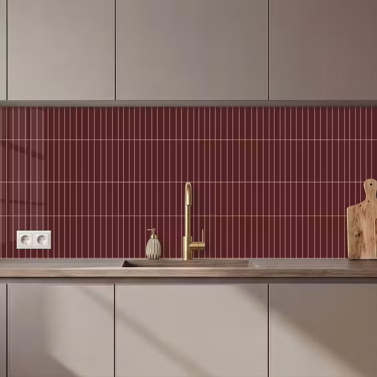 Keuken achterwand - Lijnen - Patroon - Bordeaux — 1