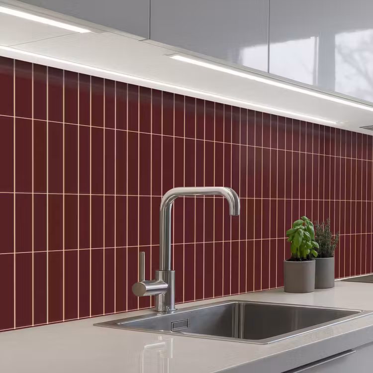 Keuken achterwand - Lijnen - Patroon - Bordeaux — 2