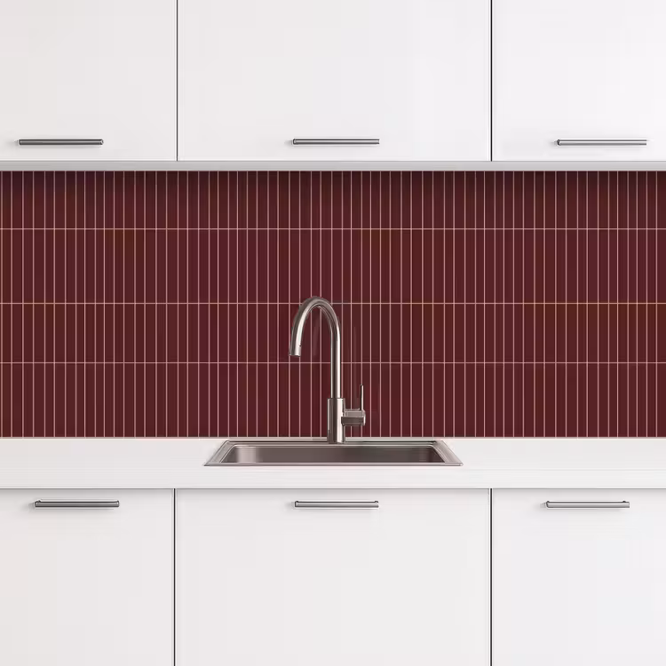 Keuken achterwand - Lijnen - Patroon - Bordeaux — 4