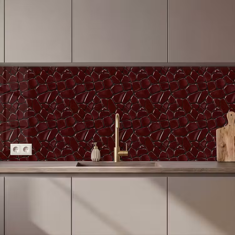 Keuken achterwand - Mozaïek - Tegel - Bordeauxrood — 1