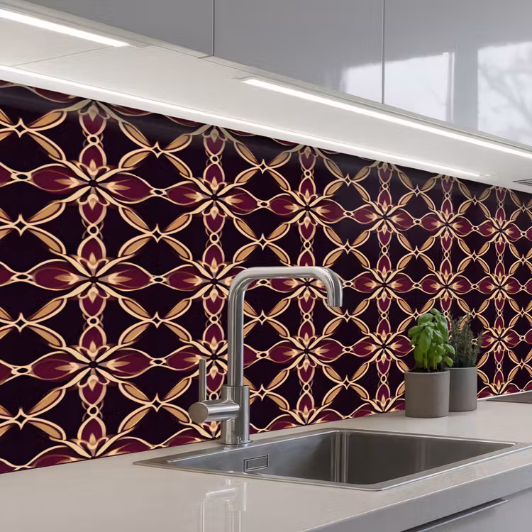 Keuken achterwand - Symmetrisch - Tegel - Burgundy — 2