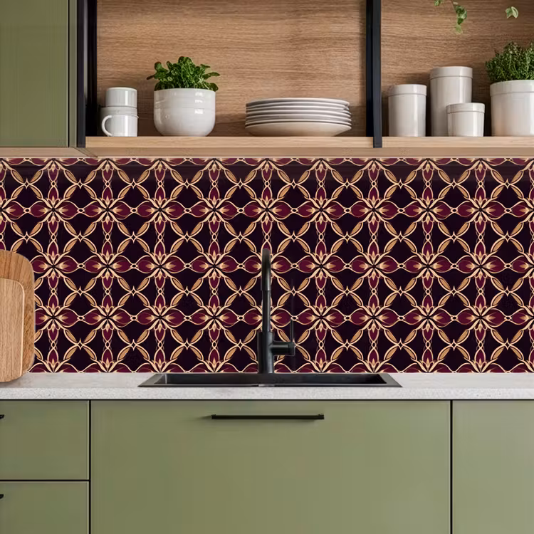 Keuken achterwand - Symmetrisch - Tegel - Burgundy — 8