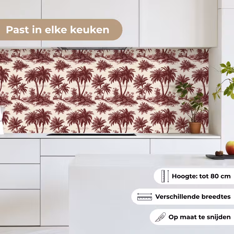 Keuken achterwand - Tropisch - Geometrisch - Bordeauxrood — 7