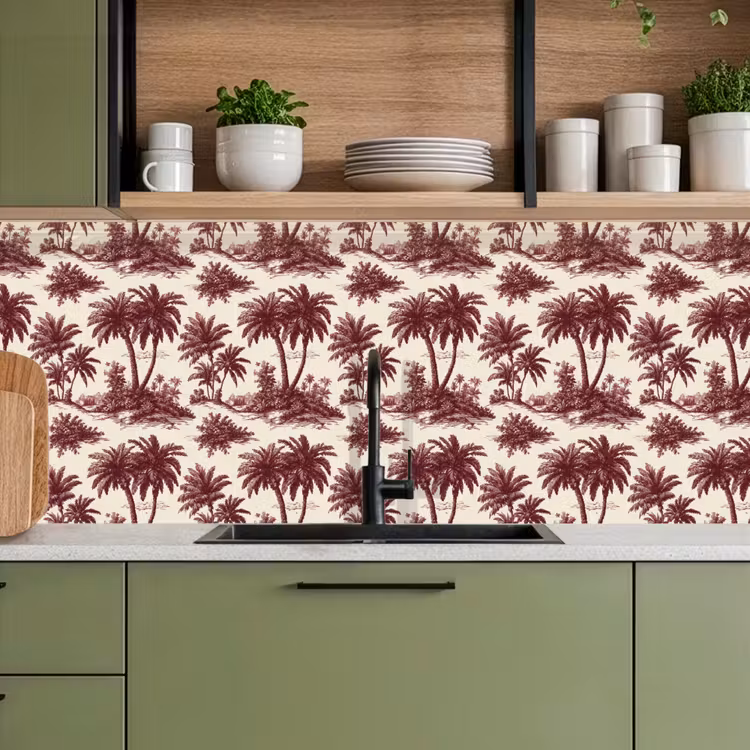 Keuken achterwand - Tropisch - Geometrisch - Bordeauxrood — 8