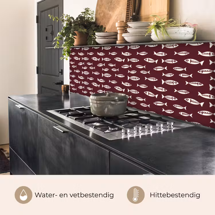 Keuken achterwand - Vissen - Grafisch - Patroon - Donker — 5