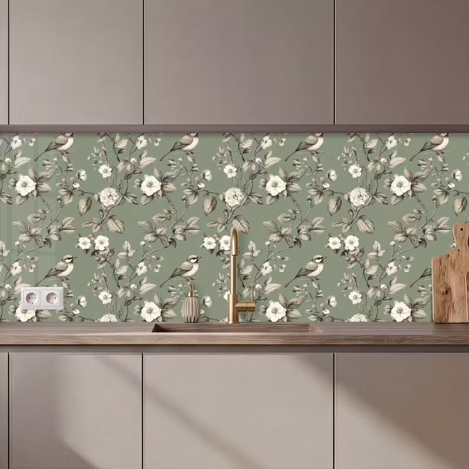Keuken achterwand - Botanisch - Vogels - Groen — 1